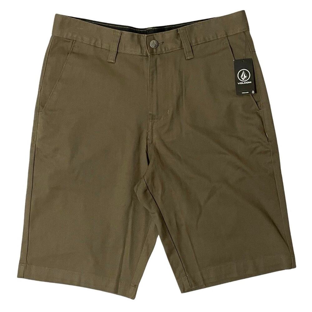 Volcom VMONTY Stretch 22 Chino Shorts Men Size 30 Mushroom Brown 11” Inseam NEW